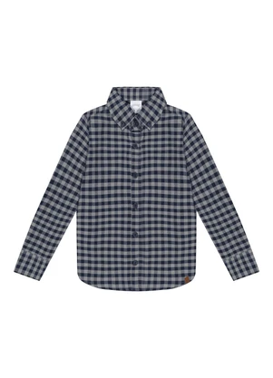 Alakazoo - Camisa Xadrez de Mangas Longas em Flanela Azul - ALAKAZOO