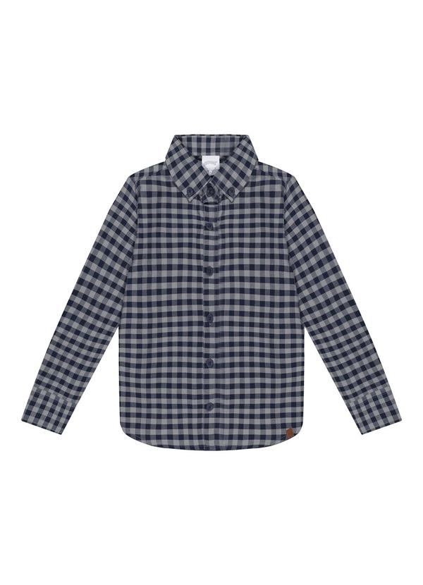 Alakazoo - Camisa Xadrez de Mangas Longas em Flanela Azul