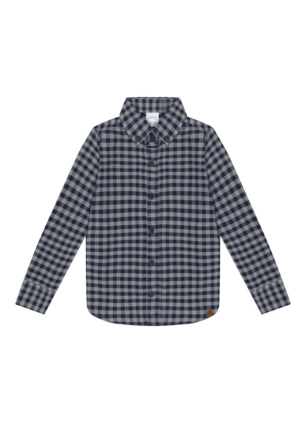 Alakazoo - Camisa Xadrez de Mangas Longas em Flanela Azul