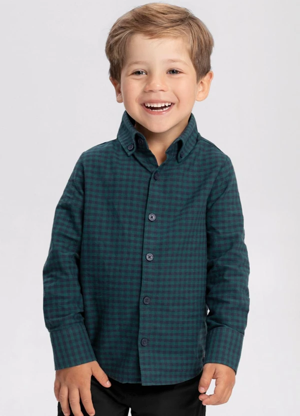 Alakazoo - Camisa Xadrez de Mangas Longas em Flanela Verde