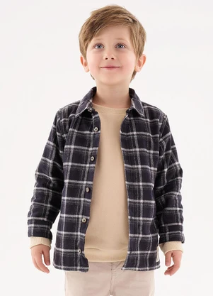 Up Baby - Camisa Xadrez Infantil Menino Preto - UP BABY