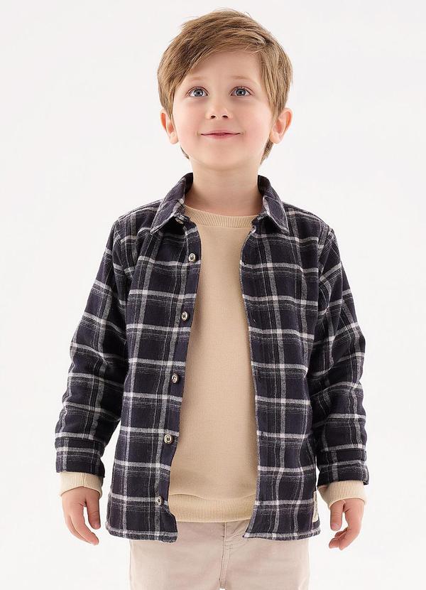 Up Baby - Camisa Xadrez Infantil Menino Preto