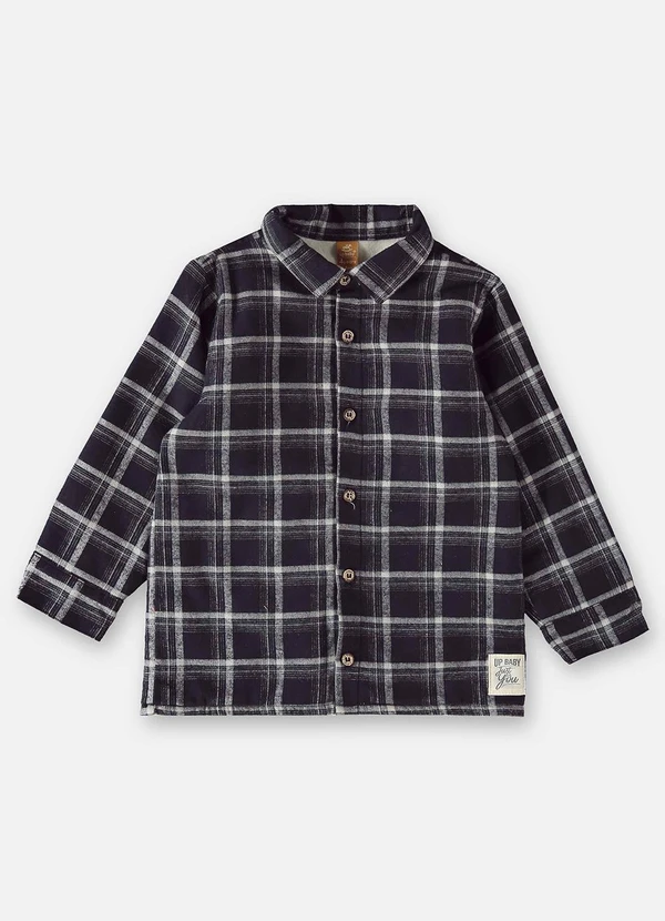 Up Baby - Camisa Xadrez Infantil Menino Preto 3