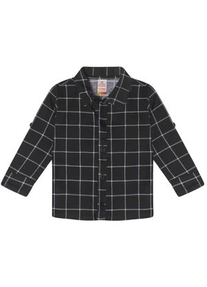 Marisol - Camisa Xadrez Manga Longa Preto - MARISOL