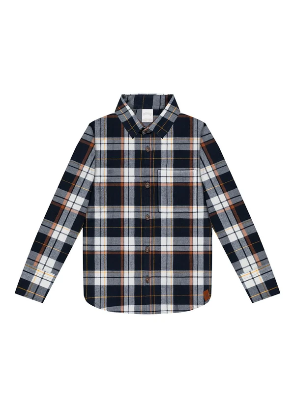 Alakazoo - Camisa Xadrez Menino com Bolso em Flanela Azul 3