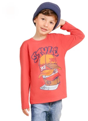 Tink Bink - Camiseta em Meia Malha Laranja - TINK BINK