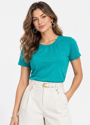 Infinita Cor - Camiseta Feminina Manga Curta Básica Azul - INFINITA COR