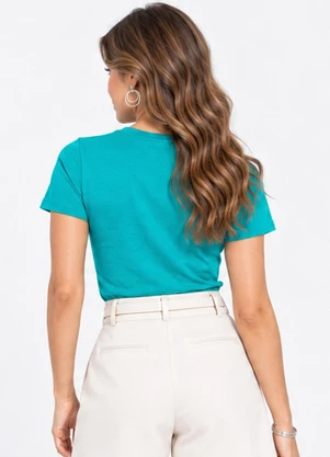 Infinita Cor - Camiseta Feminina Manga Curta Básica Azul - INFINITA COR