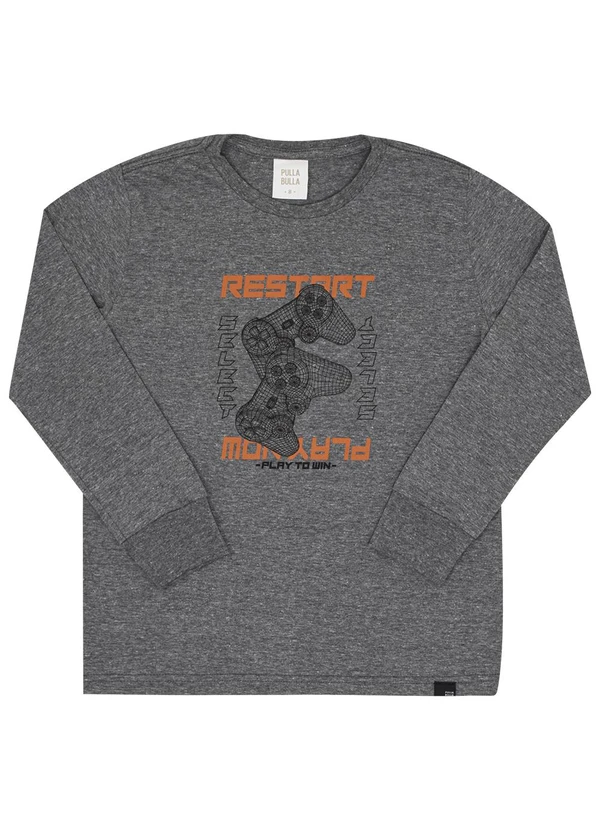 Pulla Bulla - Camiseta Infantil Menino Meia Malha Cinza 3