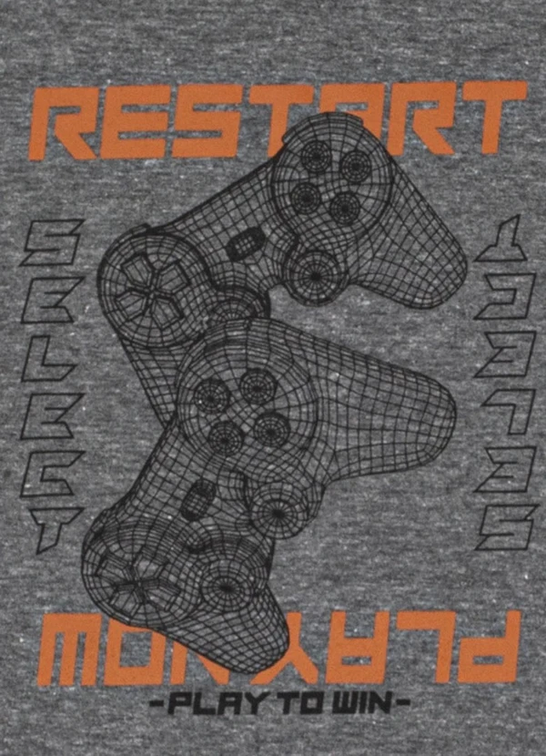 Pulla Bulla - Camiseta Infantil Menino Meia Malha Cinza 4