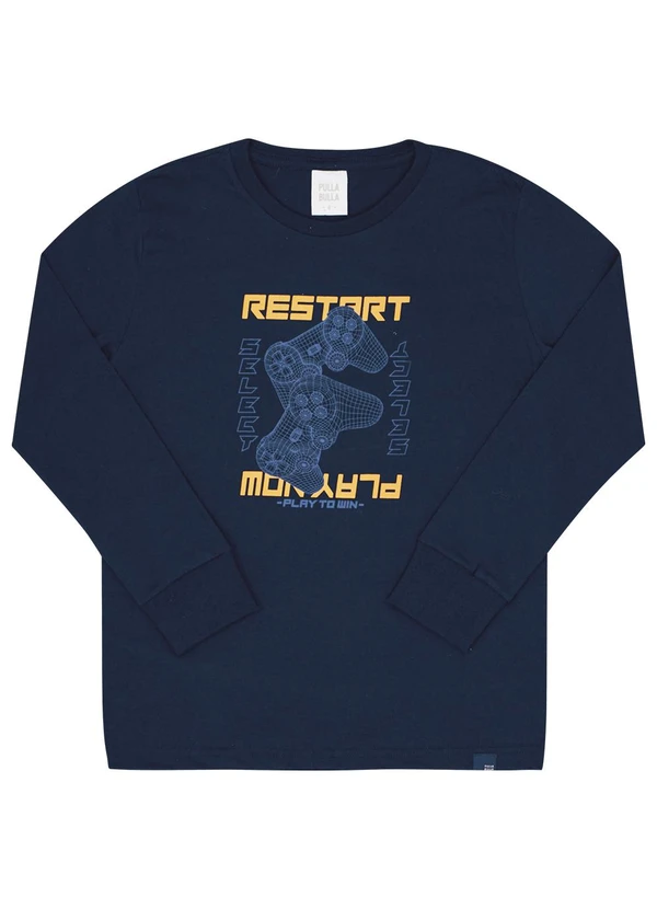 Pulla Bulla - Camiseta Infantil Menino Meia Malha Marinho