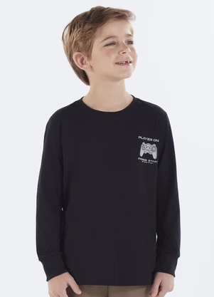 Pulla Bulla - Camiseta Infantil Menino Meia Malha Preto - PULLA BULLA