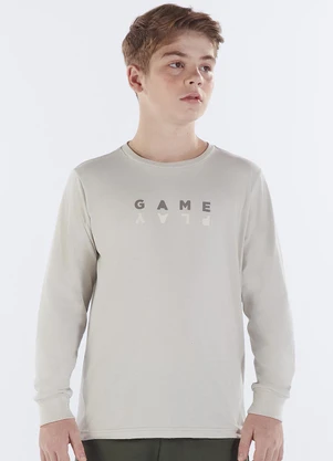 Pulla Bulla - Camiseta Juvenil Menino Meia Malha Cinza - PULLA BULLA