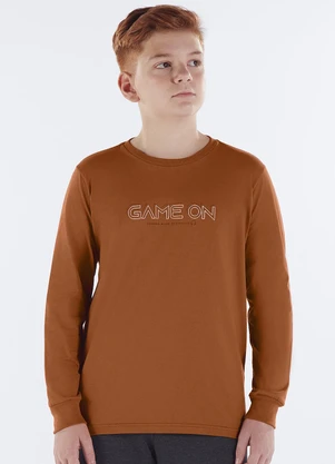 Pulla Bulla - Camiseta Juvenil Menino Meia Malha Marrom - PULLA BULLA