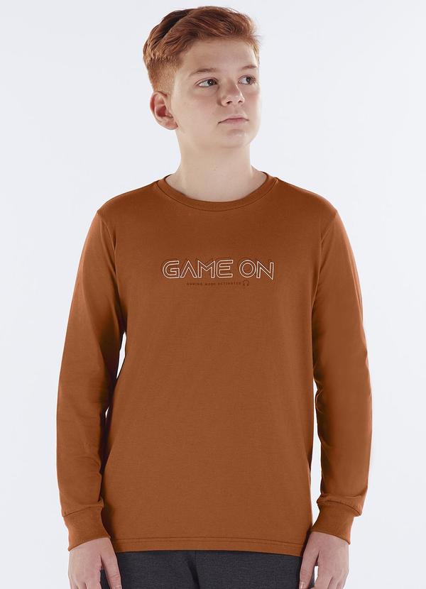 Pulla Bulla - Camiseta Juvenil Menino Meia Malha Marrom