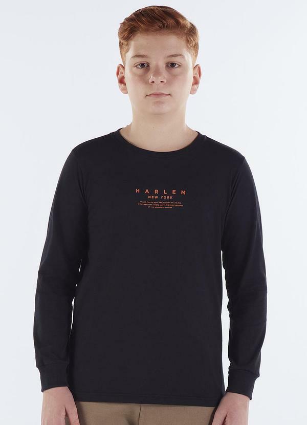 Pulla Bulla - Camiseta Juvenil Menino Meia Malha Preto