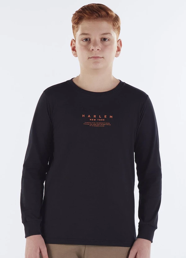 Pulla Bulla - Camiseta Juvenil Menino Meia Malha Preto 1