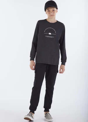 Pulla Bulla - Camiseta Juvenil Menino Meia Malha Preto - PULLA BULLA
