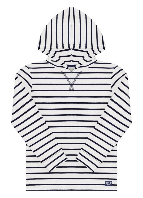 Alakazoo - Camiseta Listrada com Bordado e Capuz Azul 1