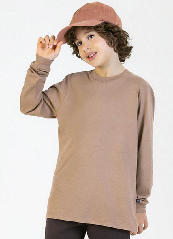 Soft Bonni - Camiseta Manga Longa Infantil em Meia Malha Bege