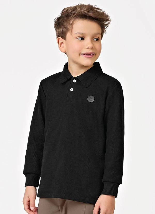 Trick Nick - Polo Infantil Manga Longa Masculina Preto 4