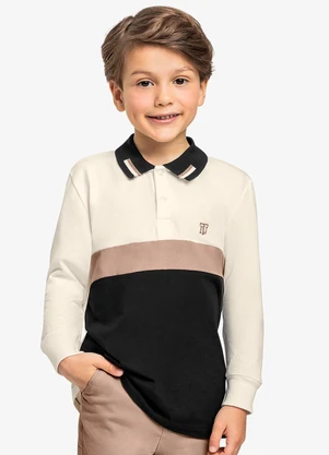 Trick Nick - Polo Infantil Masculino Manga Longa Bege - TRICK NICK