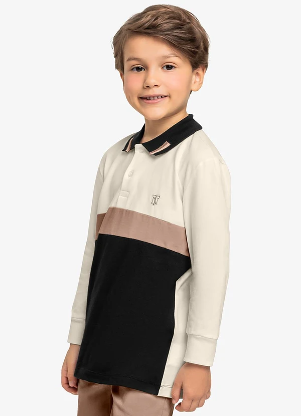 Trick Nick - Polo Infantil Masculino Manga Longa Bege 4