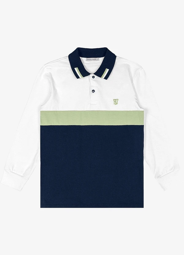 Trick Nick - Polo Infantil Masculino Manga Longa Branco