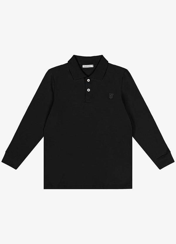 Trick Nick - Polo Infantil Masculino Manga Longa Preto