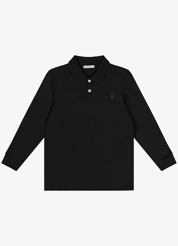 Trick Nick - Polo Infantil Masculino Manga Longa Preto