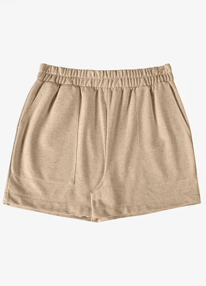 Rovitex - Shorts Feminino Moletinho Linho Bege - ROVITEX