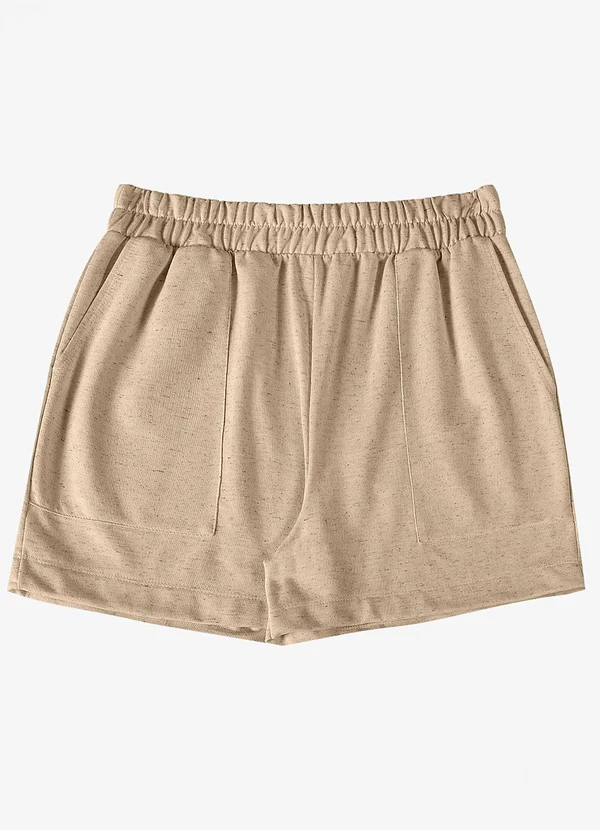 Rovitex - Shorts Feminino Moletinho Linho Bege
