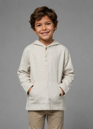 Trick Nick - Blusão Infantil Linho Menino Bege - TRICK NICK
