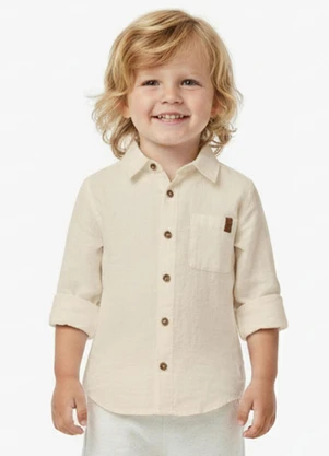 Lik Boys - Camisa com Bolso Viscose Slub  Bege - LIK BOYS