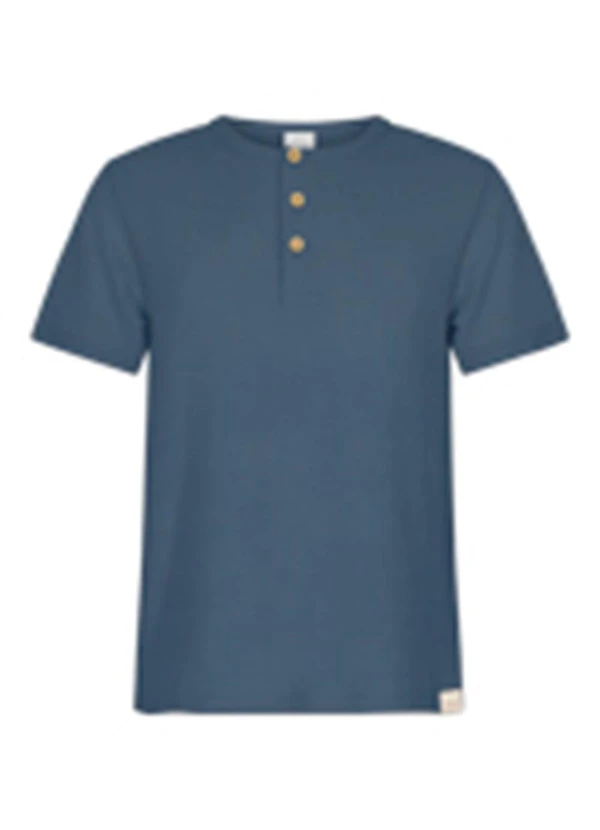 Alakazoo - Camisa com Gola Padre em Malha Texturizada Azul