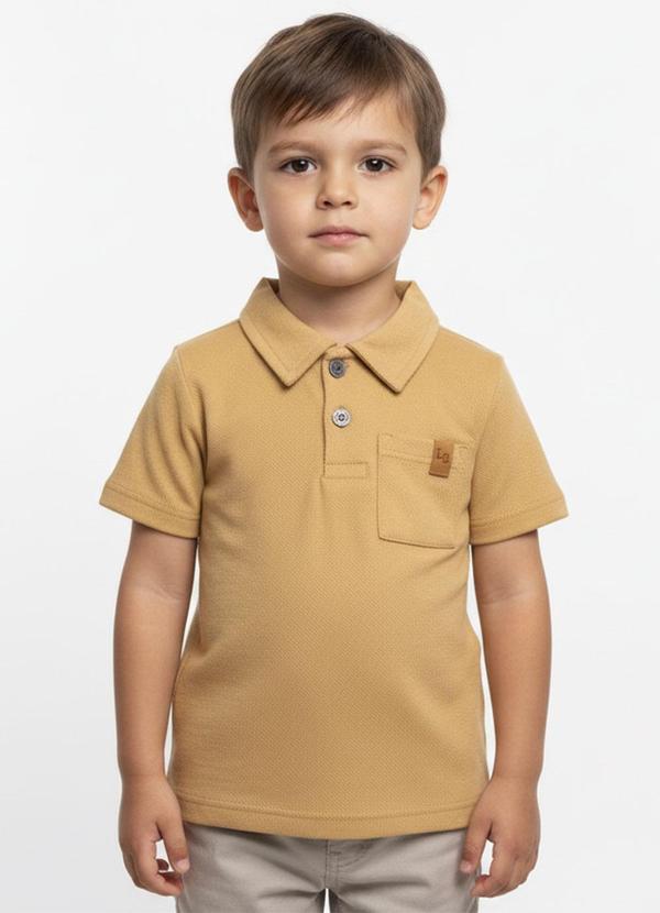 Lik Boys - Camisa Gola Polo Mc Avulsa em Piquet Bege