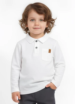 Lik Boys - Camisa Gola Polo Ml Avulsa em Piquet  Bege - LIK BOYS