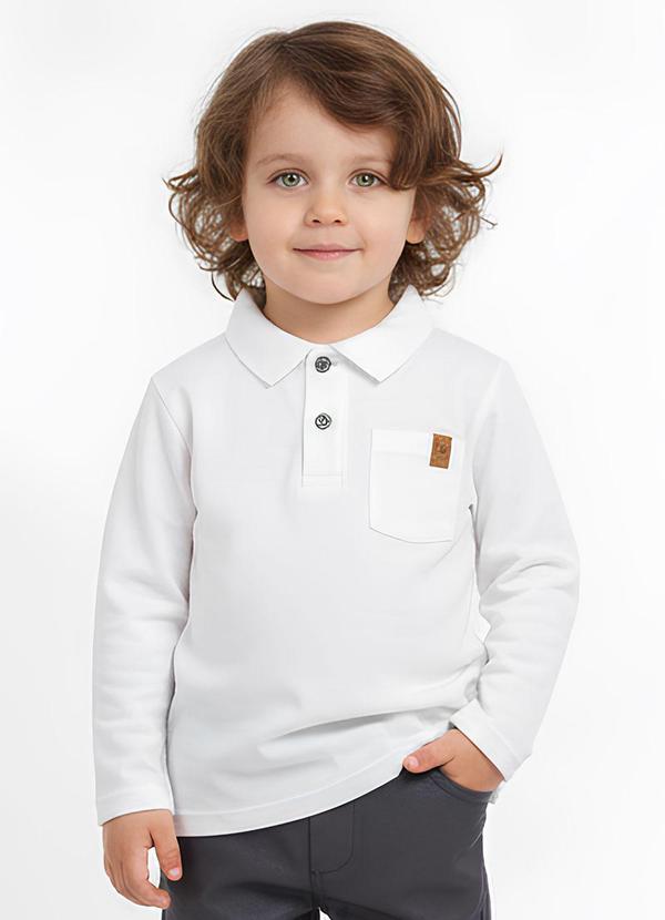 Lik Boys - Camisa Gola Polo Ml Avulsa em Piquet Branca