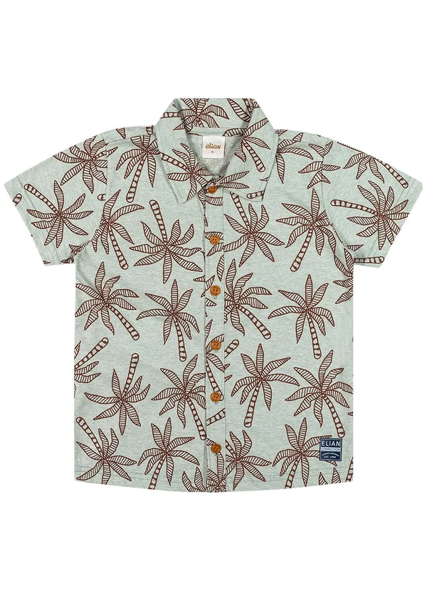 Elian - Camisa Infantil Estampada Coqueiros Elian Verde