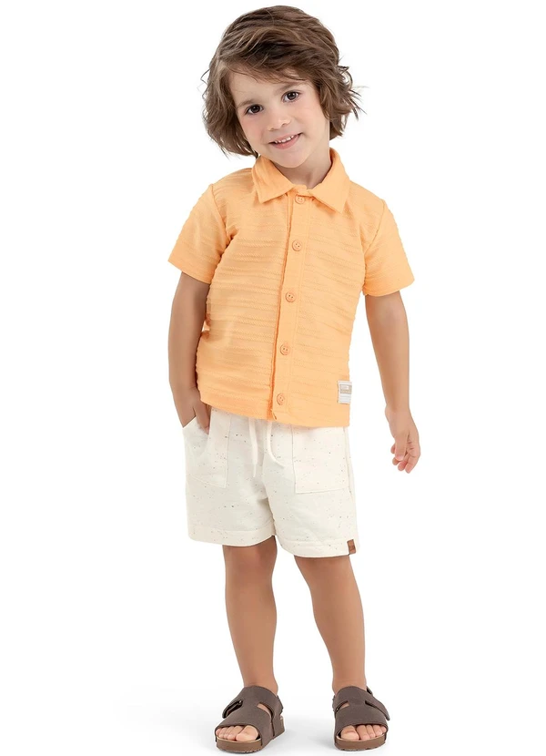 Elian - Camisa Infantil Menino Textura Elian Laranja 2