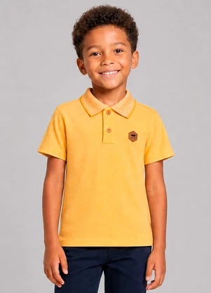 Marlan - Camisa Infantil Polo em Piquet Confort Amarelo - MARLAN