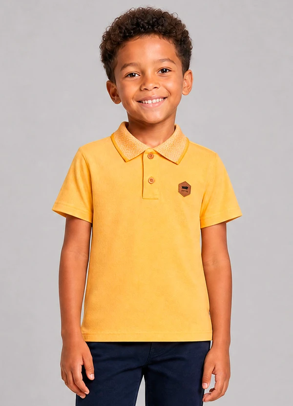 Marlan - Camisa Infantil Polo em Piquet Confort Amarelo