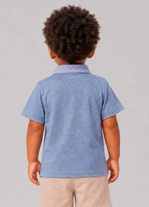Marlan - Camisa Infantil Polo em Piquet Confort Azul - MARLAN