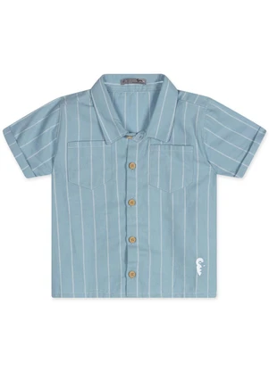 Tigor T Tigre - Camisa Listrada Manga Curta Bebê Masculina Azul - TIGOR T TIGRE