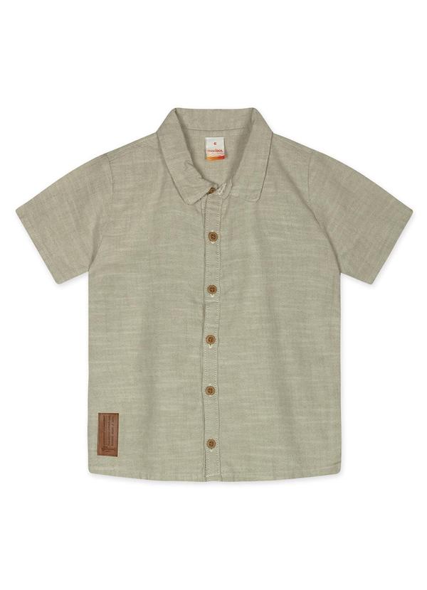 Marisol - Camisa Manga Curta Linho Infantil Masculina Bege