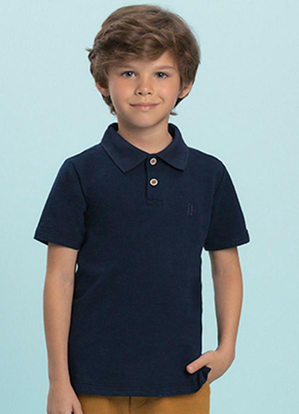 Ioluig - Camisa Menino Polo em Piquet Azul