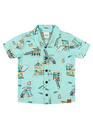 Camisa  Menino Praia Estampada Elian (Azul) - ELIAN