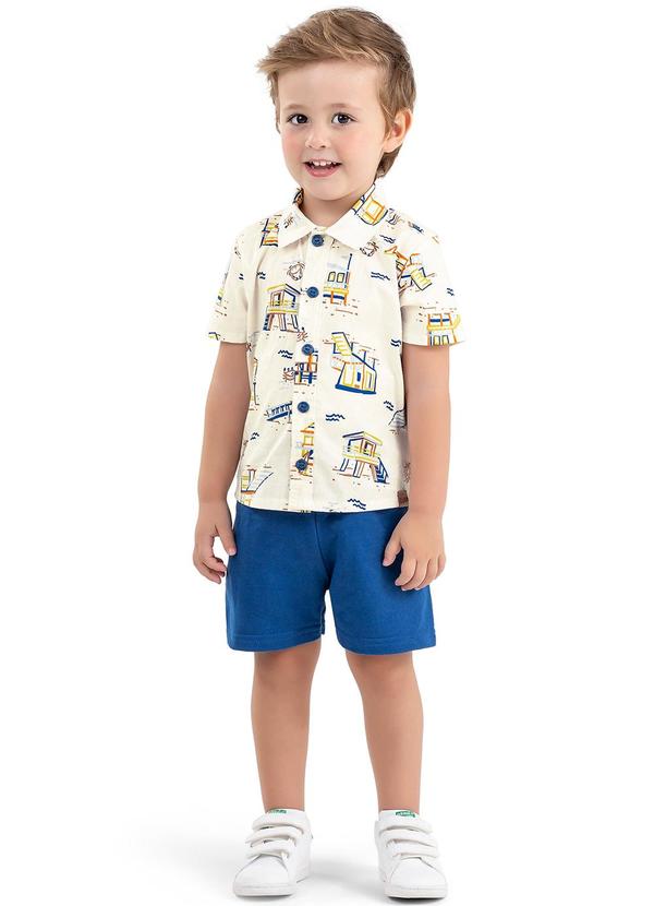 Elian - Camisa Menino Praia Estampada Elian Bege 2