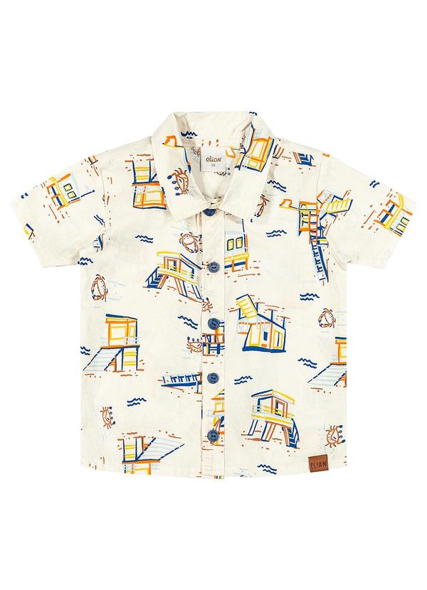 Elian - Camisa Menino Praia Estampada Elian Bege 3