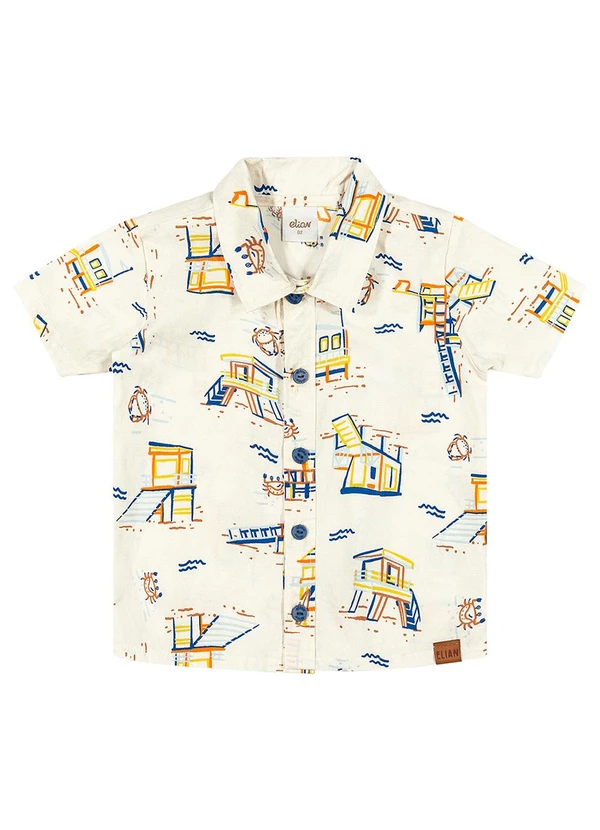 Elian - Camisa  Menino Praia Estampada Elian Bege 3